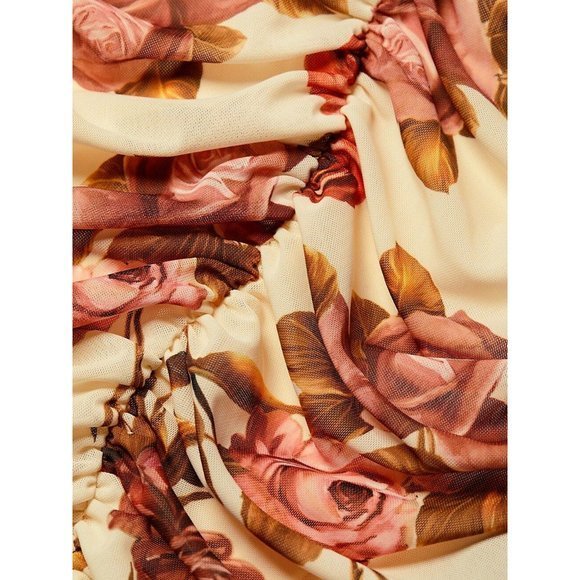 L'AGENCE Veronica Shirred Printed Skirt in Pomelo - Size Size XXS - Picture 6 of 8